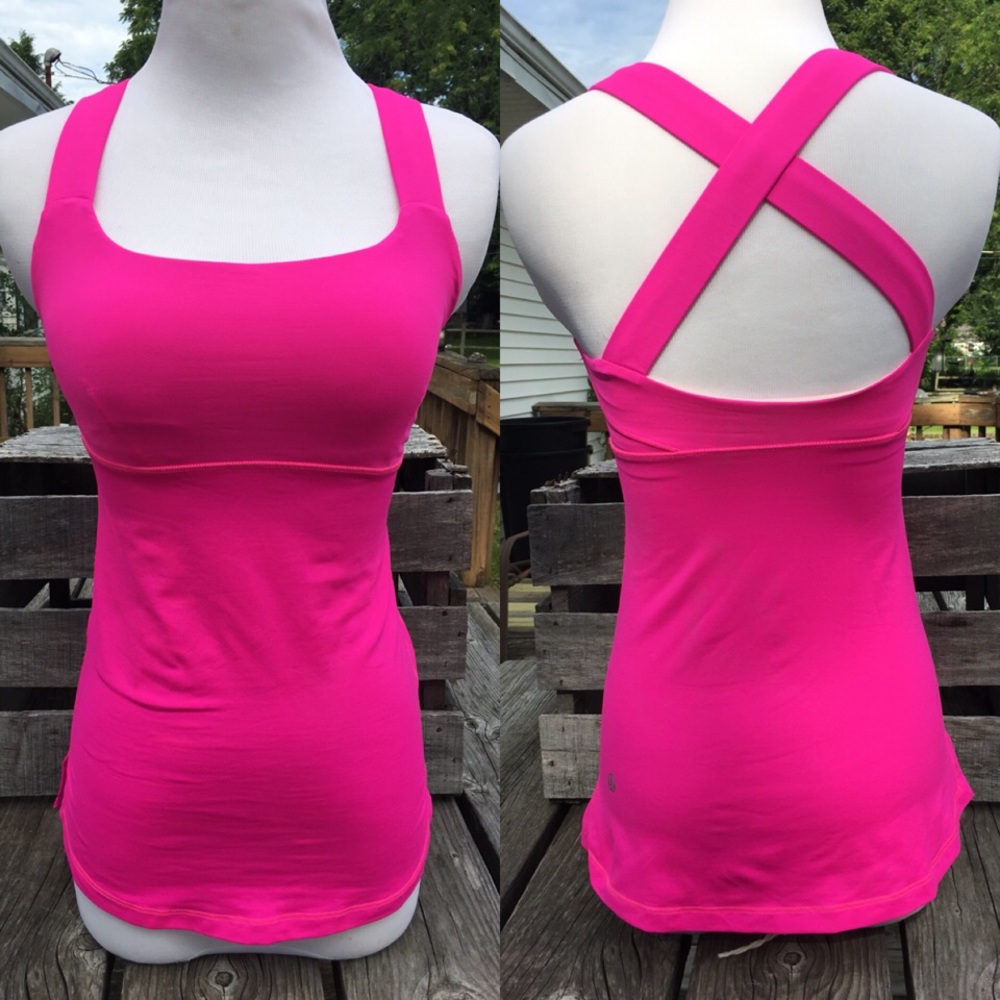 - Lululemon Sz 2 Pink Crossback Fitness Tank! EUC!